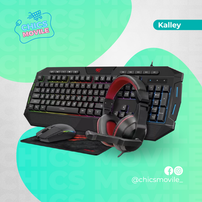 Combo KALLEY Alámbrico Gaming Teclado + Audífonos + Mouse 🎮🖥️🧒🏻