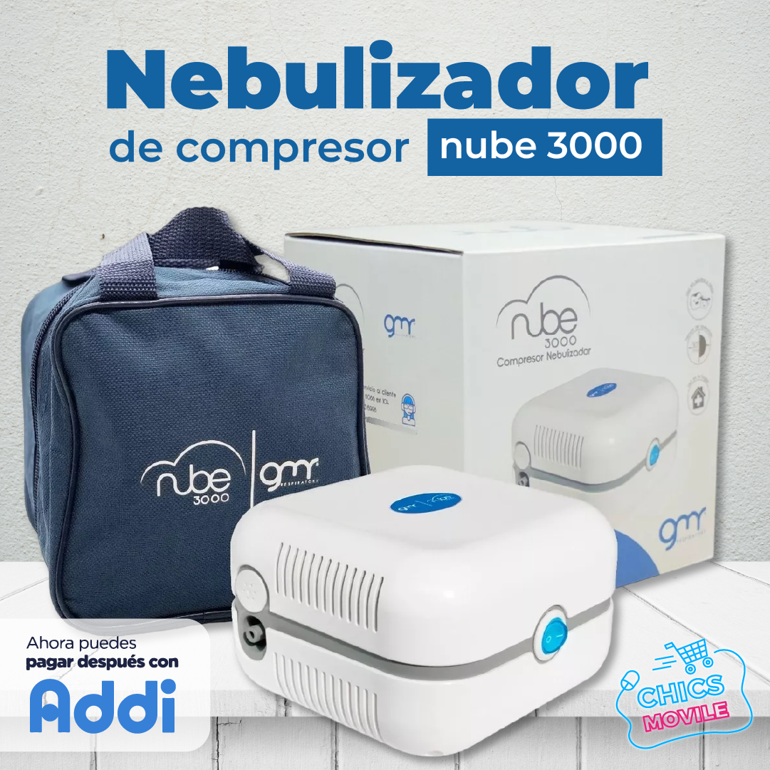 Nebulizador Adulto Pediatrico Nube + Tula ® 2 Mascarillas Color Blanco 110v/220v  🫁