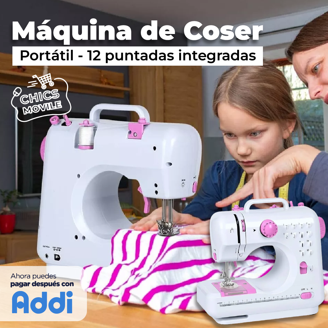 Máquina De Coser Portátil Multifuncional Hogar Color Blanco 110V/220V 👖