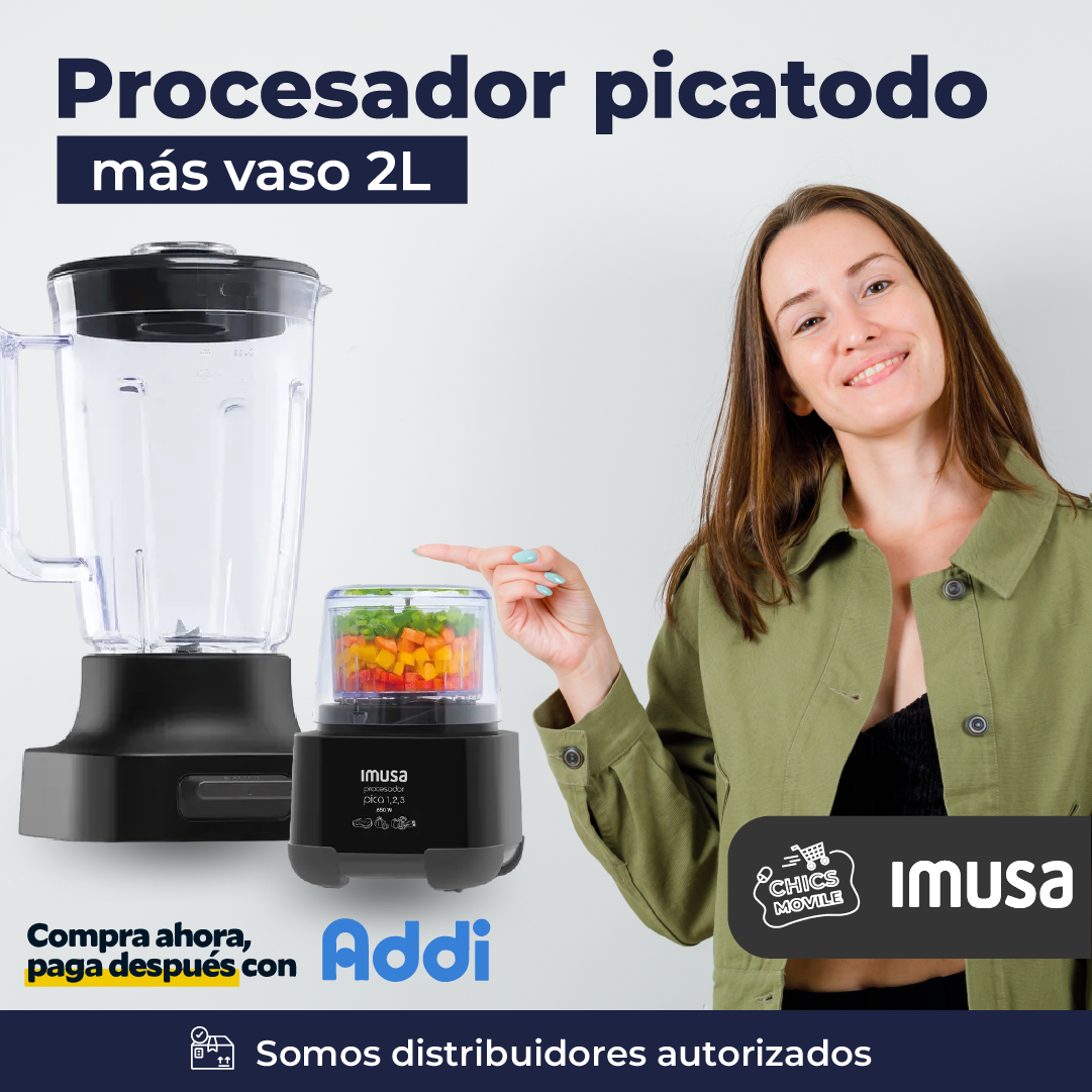 Procesador Pica 1,2,3 + Vaso Imusa Color Negro 🥩🍅👨🏻‍🍳