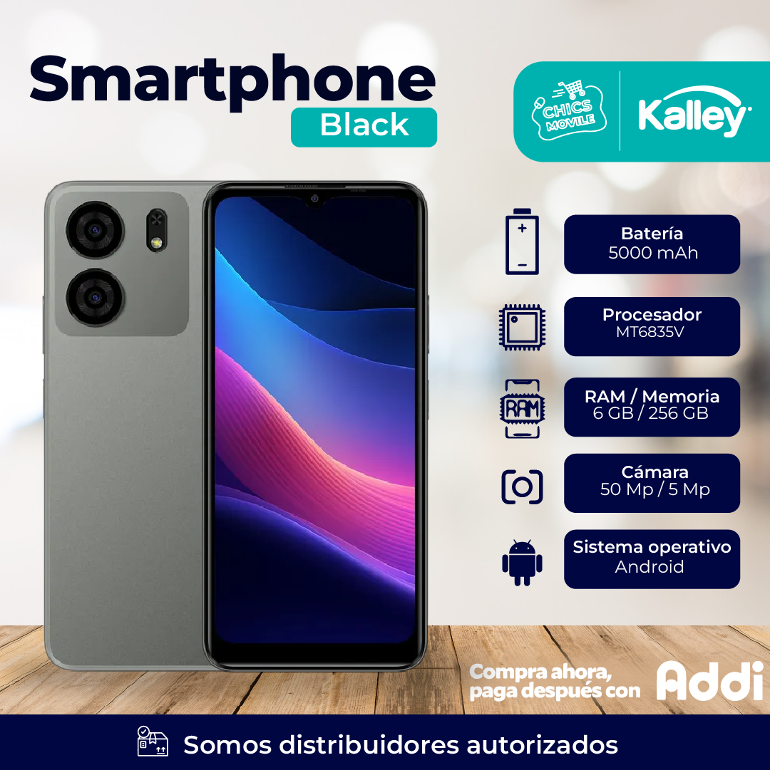 Celular KALLEY Black 5 256GB 5G Gris