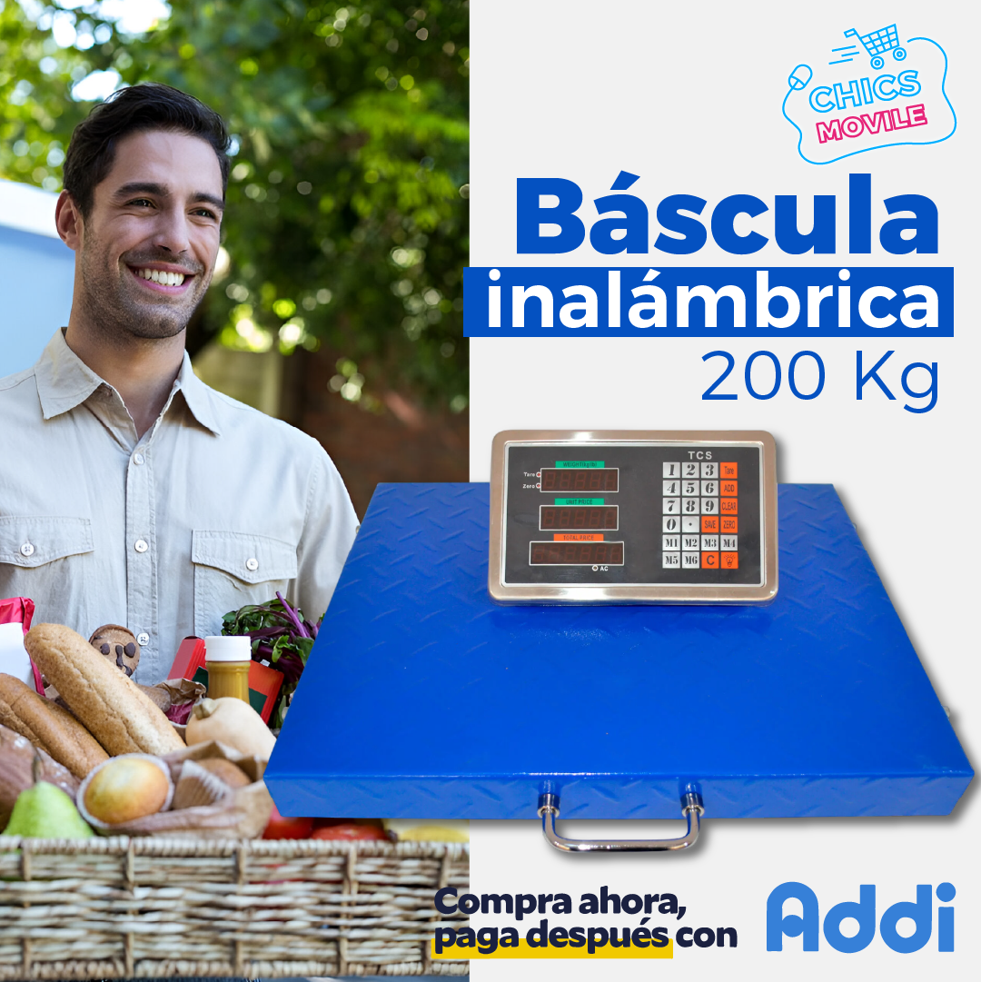 Balanza Bascula Inalambrica 200kg En Alfajor Recargable Icm Color Azul acero 110V/220V 🥑⚖️♎