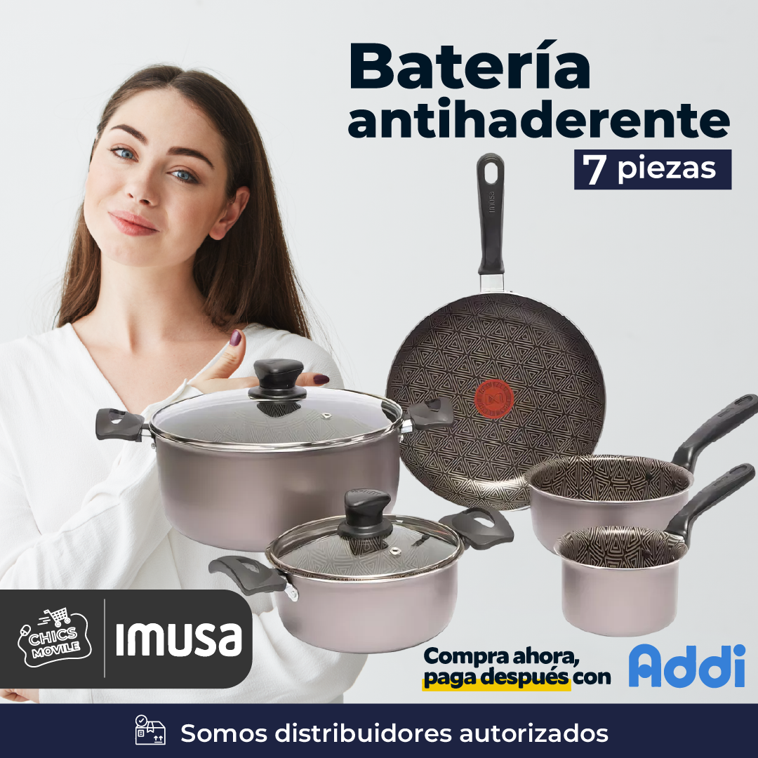 Bateria 7 Piezas Tapa Vidrio  IMUSA Talent Color Gris 👨🏻‍🍳🍲