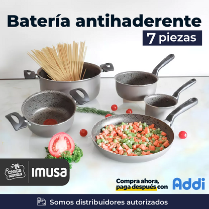 Bateria 7 Piezas Tapa Vidrio  IMUSA Talent Color Gris 👨🏻‍🍳🍲