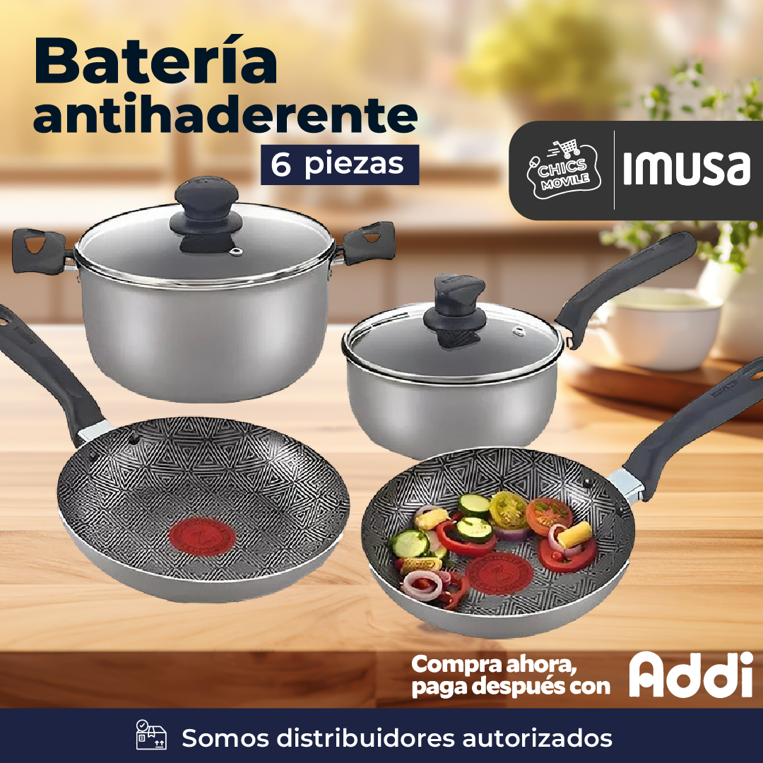 Set IMUSA Antiadherente Batería 6 Piezas Talent 🍲👨🏻‍🍳🏚️