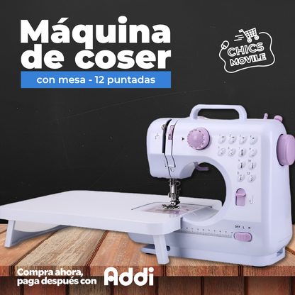 Máquina De Coser Multifuncional De 12 Puntadas Con Mesa 🧵🎽