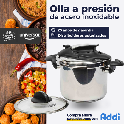 Olla A Presión Abre Fácil Color Plateado Universal + Caldero Sabrosura 🍲👨‍🍳