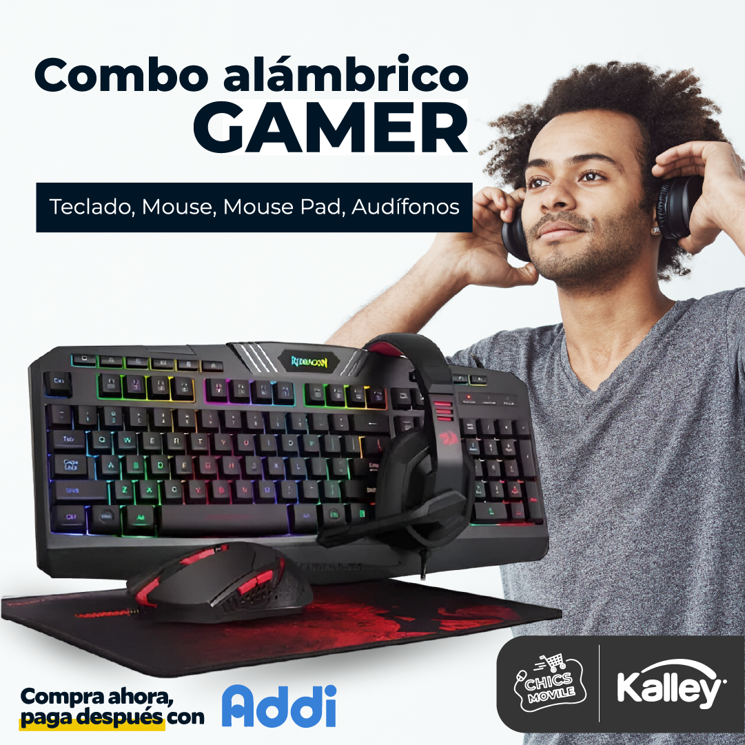 Combo KALLEY Alámbrico Gaming Teclado + Audífonos + Mouse 🎮🖥️🧒🏻