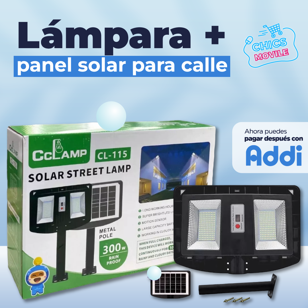 Lampara Calle Reflector Doble Panel Energia Solar 300w 🎆