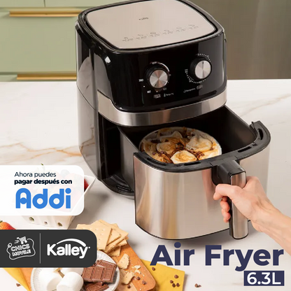 Freidora De Aire Kalley 6.3 Litros K-maf6 Color Negro/Plateado 110V 🍗👨🏻‍🍳