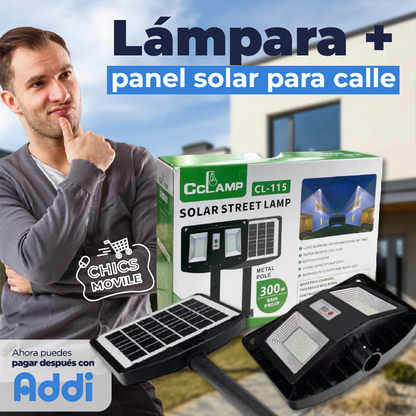 Lámpara Calle Reflector Doble Panel Energía Solar 300w 🎆