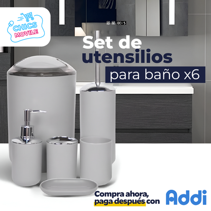 Set Utensilios Accesorios De Baño Jabonera Papelera Juego X6 🚻🛀